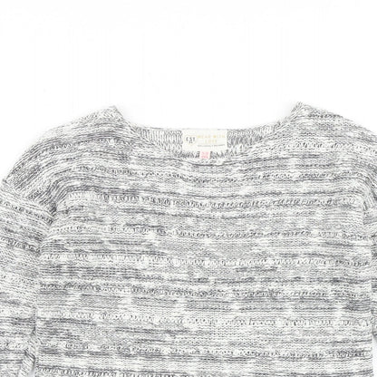 Marks & Spencer Girls Grey Round Neck Geometric Cotton Pullover Jumper Size 5-6 Years Pullover