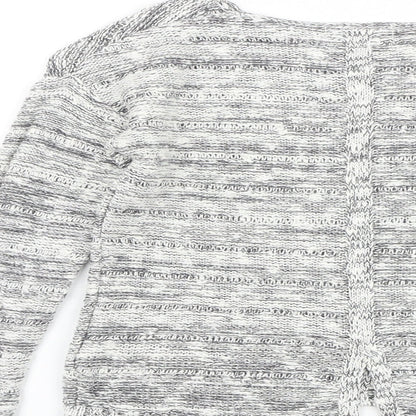 Marks & Spencer Girls Grey Round Neck Geometric Cotton Pullover Jumper Size 5-6 Years Pullover