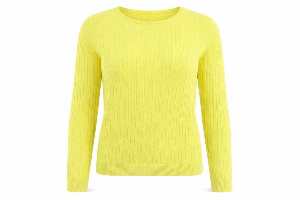 Bonmarché Womens Yellow Round Neck Acrylic Pullover Jumper Size 12