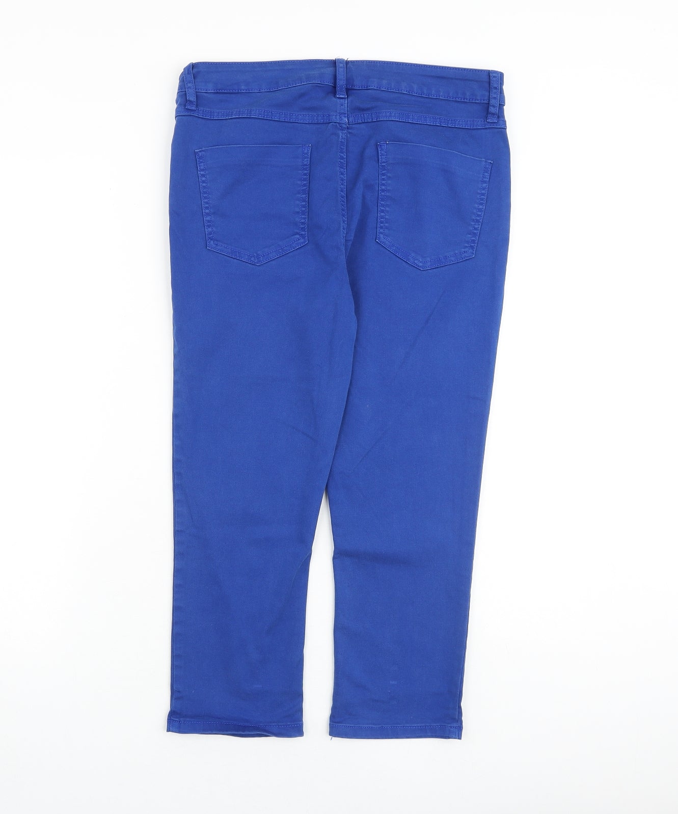 Marks and Spencer Womens Blue Cotton Tapered Jeans Size 30 in L21 in Regular Zip