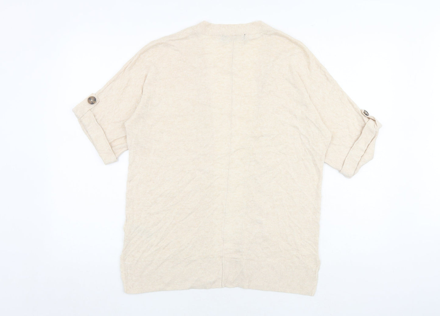 Marks and Spencer Womens Beige V-Neck Viscose Cardigan Jumper Size S