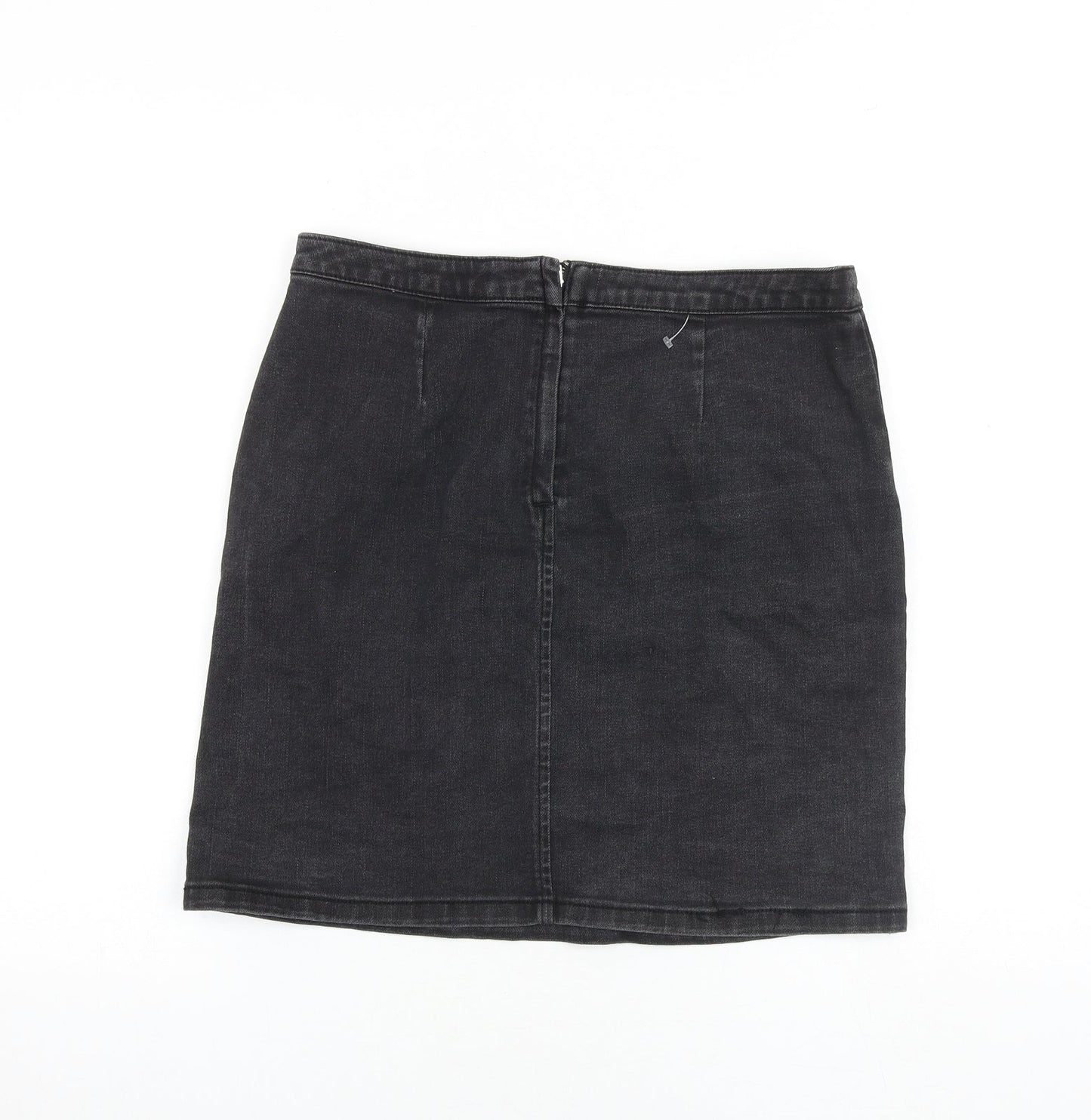 Warehouse Womens Grey Cotton A-Line Skirt Size 12 Zip