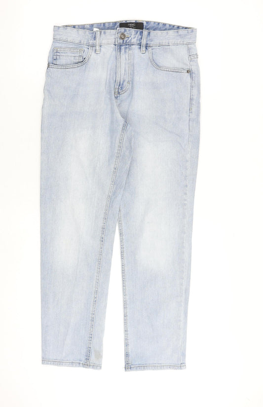 NEXT Mens Blue Cotton Straight Jeans Size 30 in L28 in Slim Zip