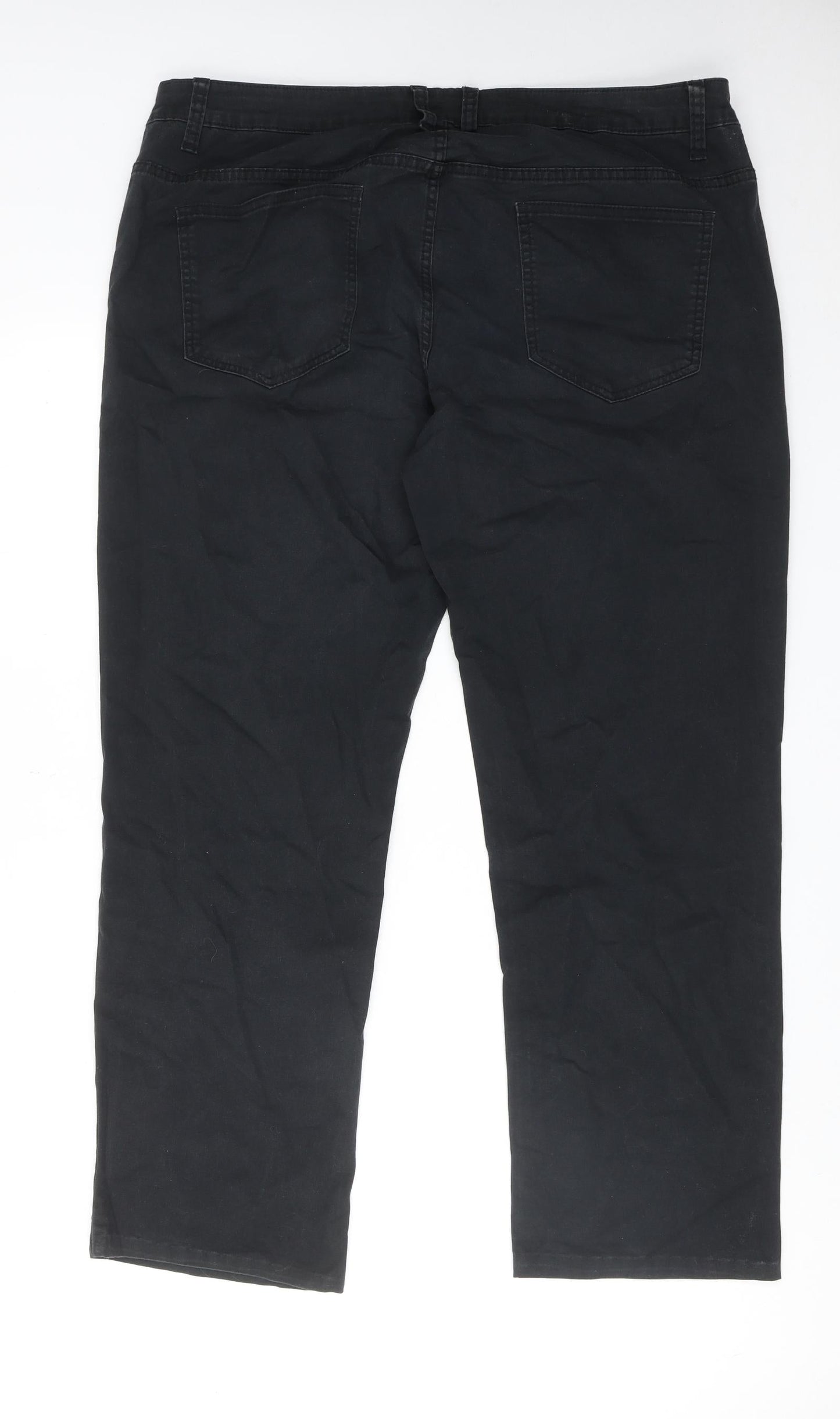 Sheego Womens Black Cotton Straight Jeans Size 22 L20 in Regular Zip