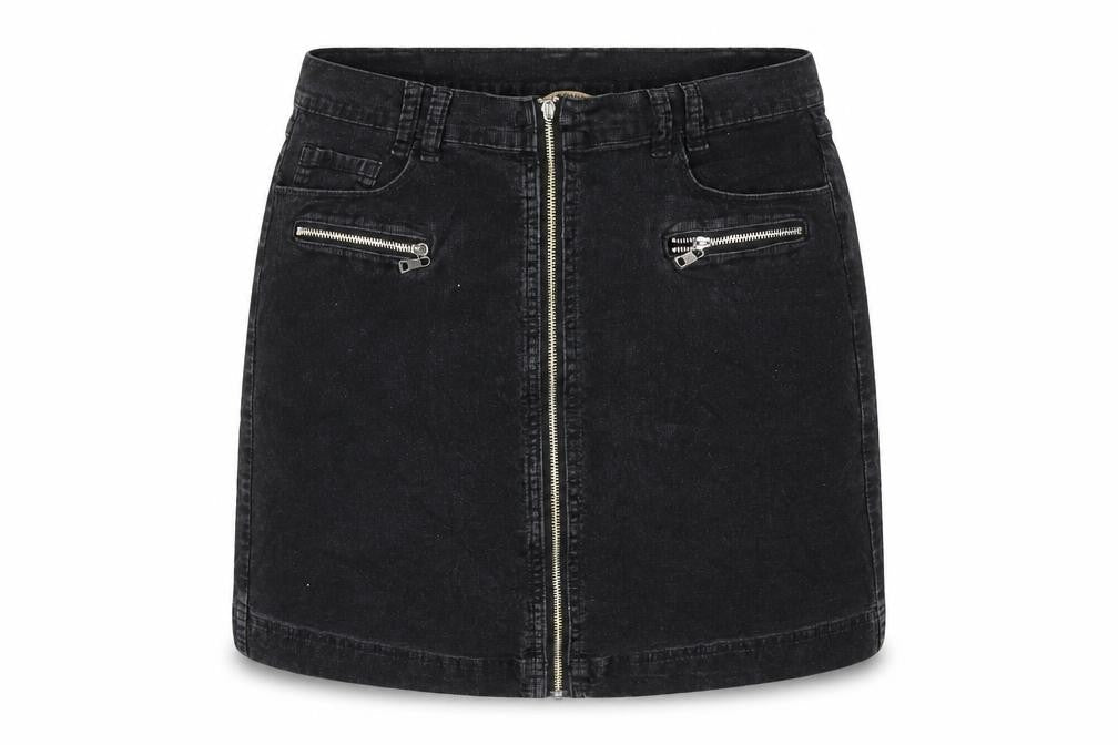 Zavanna Womens Black Cotton A-Line Skirt Size 10 Zip