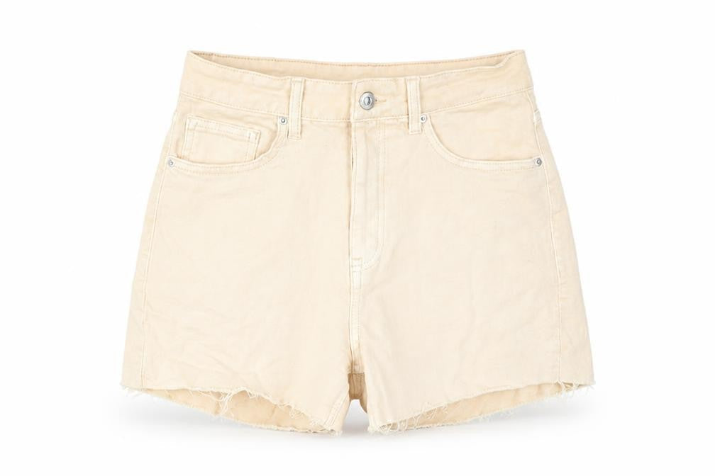 H&M Womens Beige Cotton Cut-Off Shorts Size 8 L3 in Regular Zip