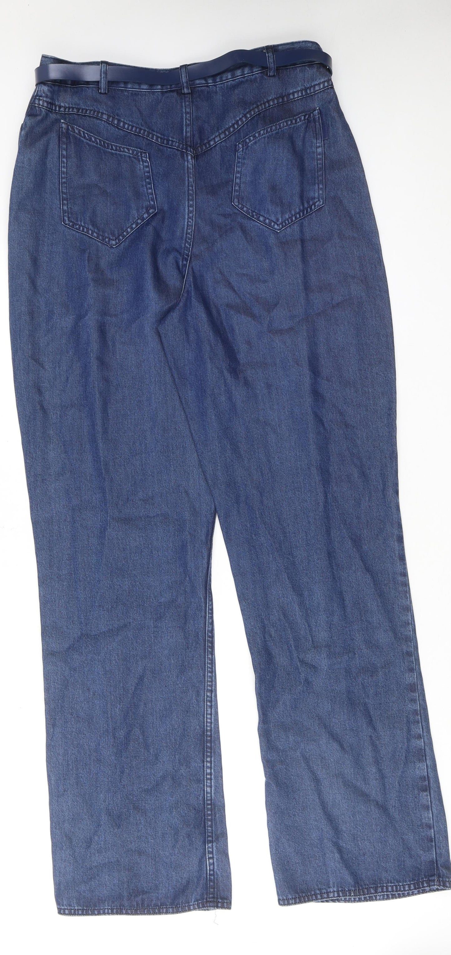 Aria Womens Blue Cotton Bootcut Jeans Size 14 L33 in Regular Zip