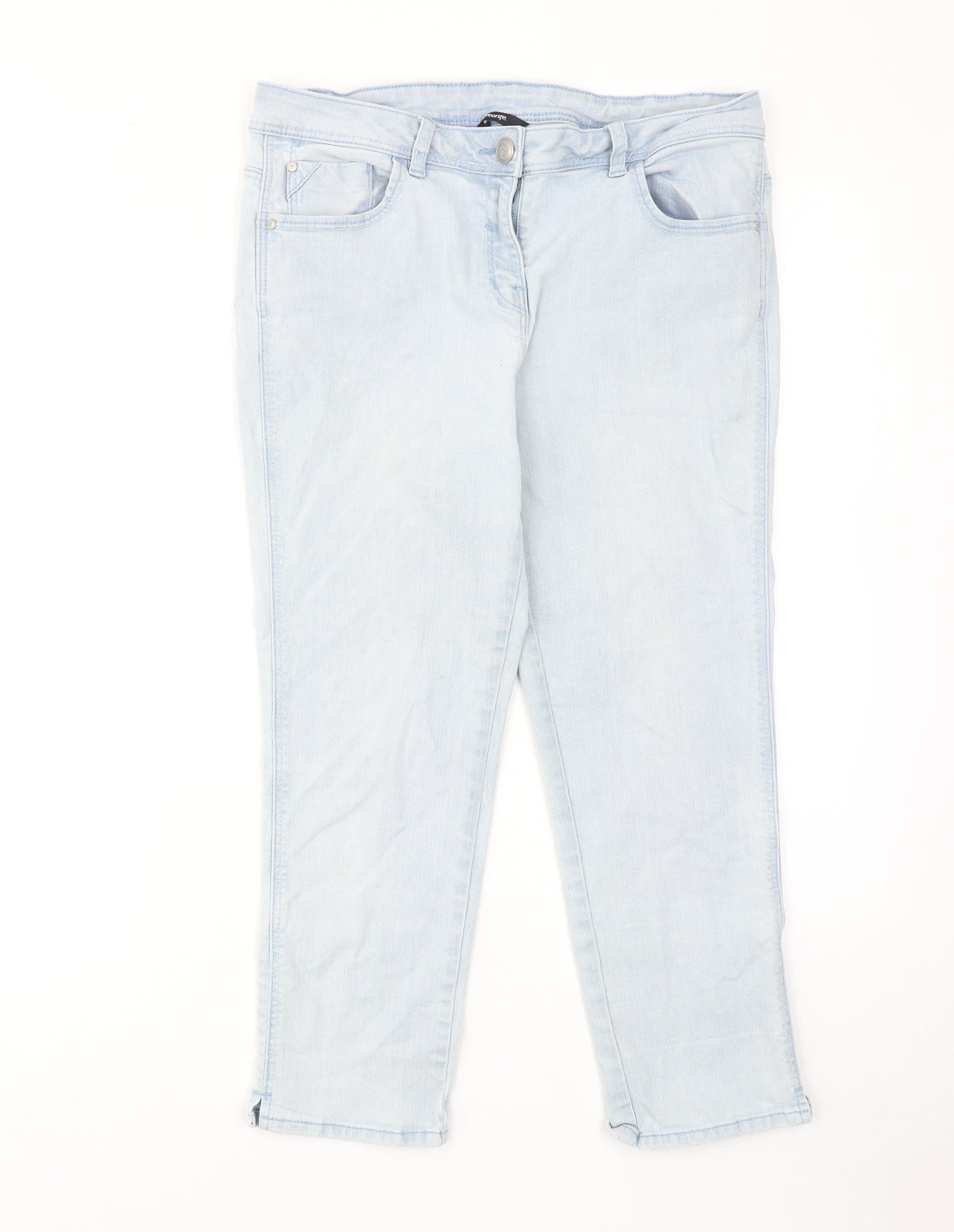 George Womens Blue Cotton Straight Jeans Size 12 L22 in Regular Zip