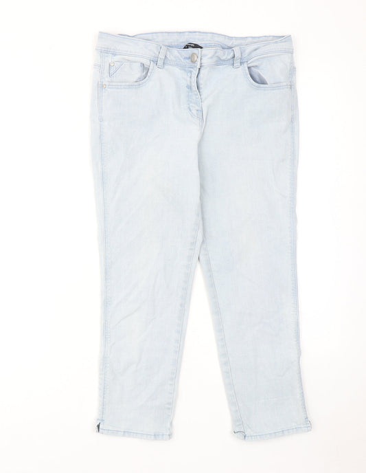 George Womens Blue Cotton Straight Jeans Size 12 L22 in Regular Zip