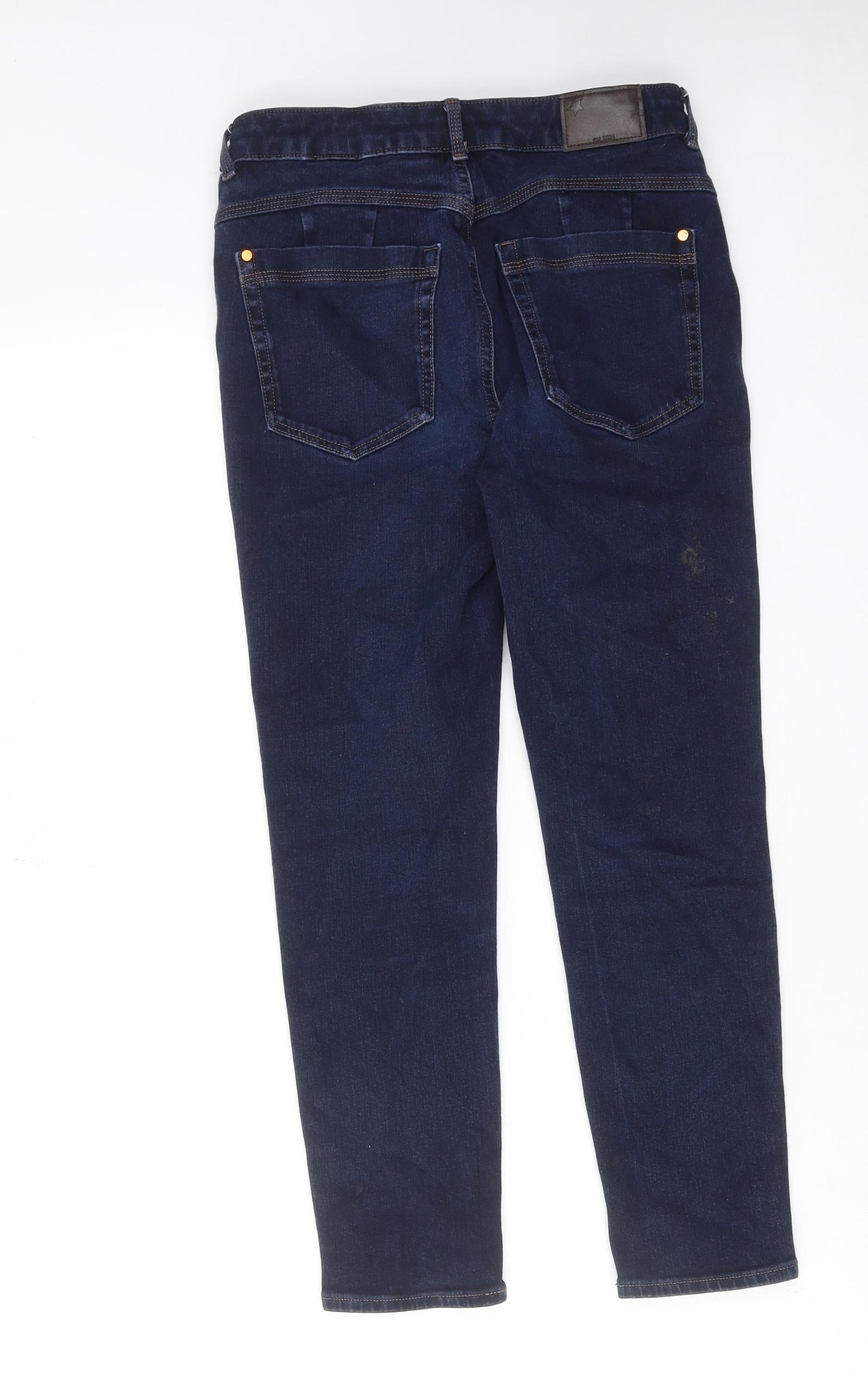 Marks and Spencer Womens Blue Cotton Skinny Jeans Size 10 L24 in Regular Zip