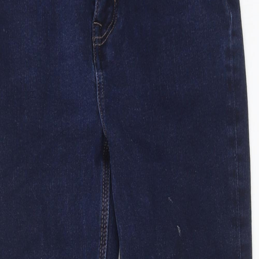 Marks and Spencer Womens Blue Cotton Skinny Jeans Size 10 L24 in Regular Zip