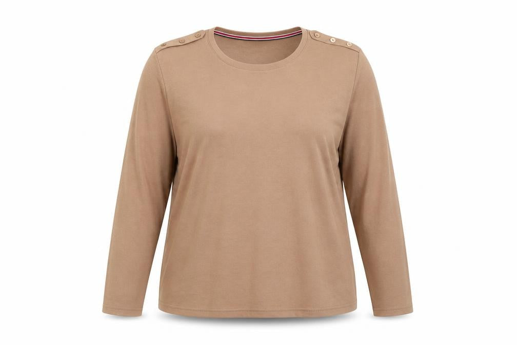 Alexander Womens Brown Round Neck Polyester Pullover Jumper Size 20