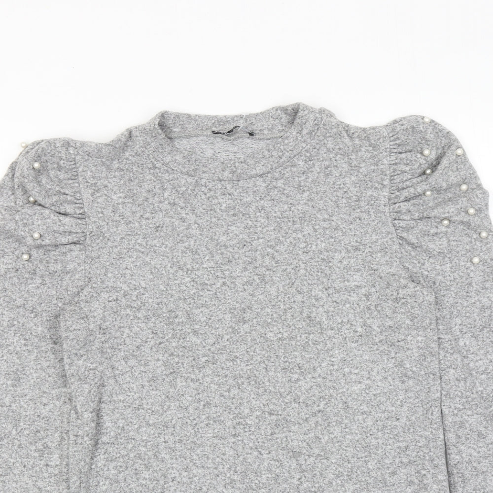 Zara Womens Grey Round Neck Polyester Pullover Jumper Size M