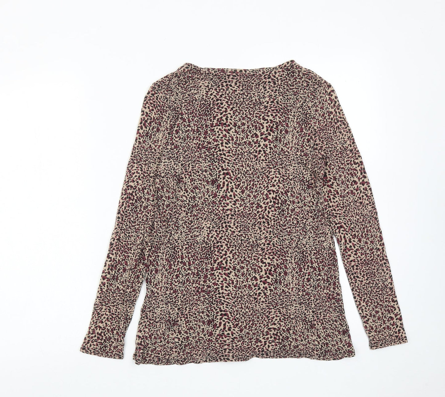 Marks and Spencer Womens Multicoloured Animal Print Viscose Basic Blouse Size 8 Round Neck - Leopard Print