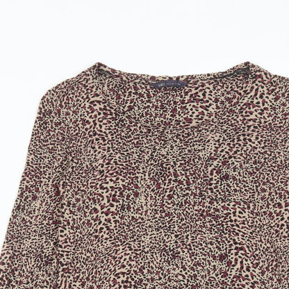 Marks & Spencer Womens Multicoloured Animal Print Viscose Basic Blouse Size 8 Round Neck - Leopard Print
