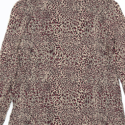Marks & Spencer Womens Multicoloured Animal Print Viscose Basic Blouse Size 8 Round Neck - Leopard Print
