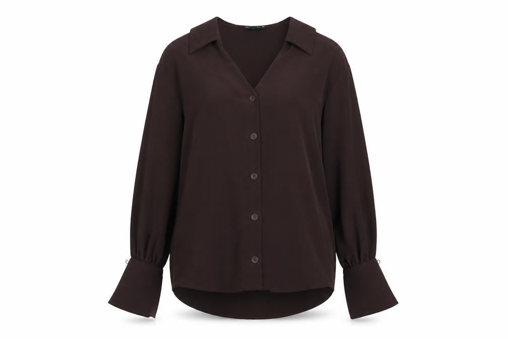 ASOS Womens Brown Polyester Basic Button-Up Size 8 Collared