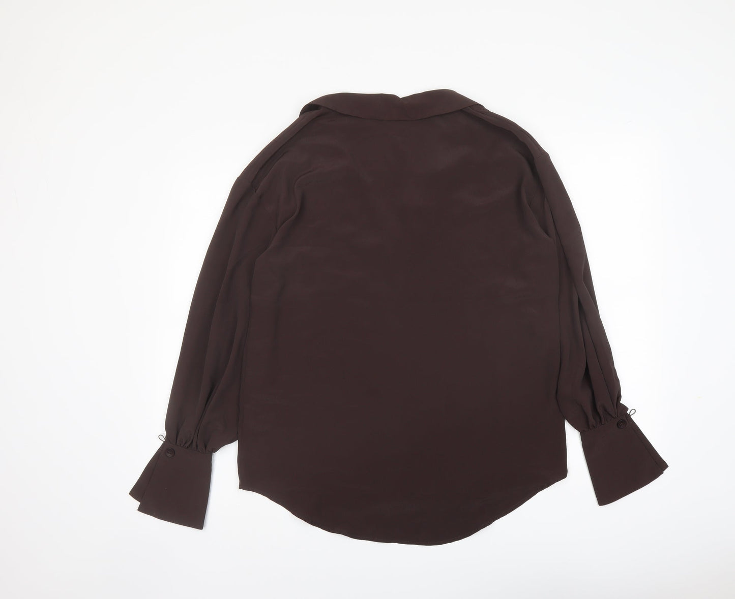 ASOS Womens Brown Polyester Basic Button-Up Size 8 Collared