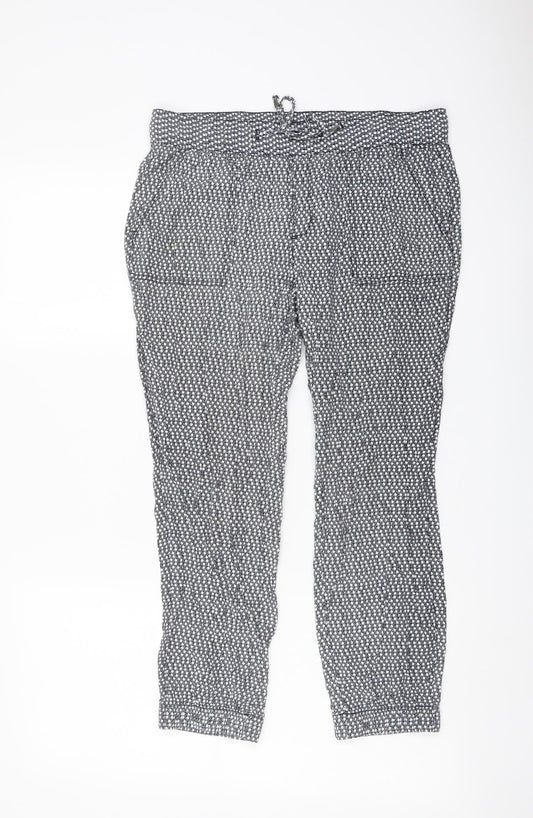 Gap Womens Blue Geometric Viscose Trousers Size S L23 in Regular Drawstring