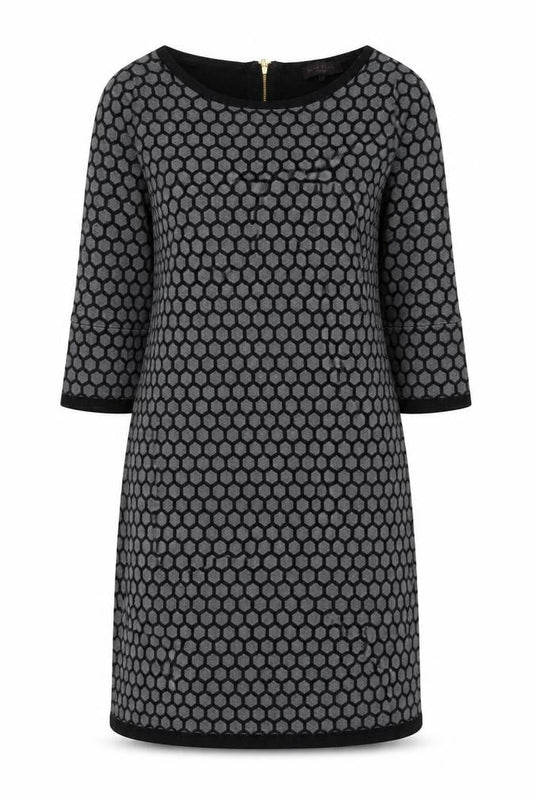 Great Plains Womens Grey Geometric Cotton Jumper Dress Size M Round Neck Zip