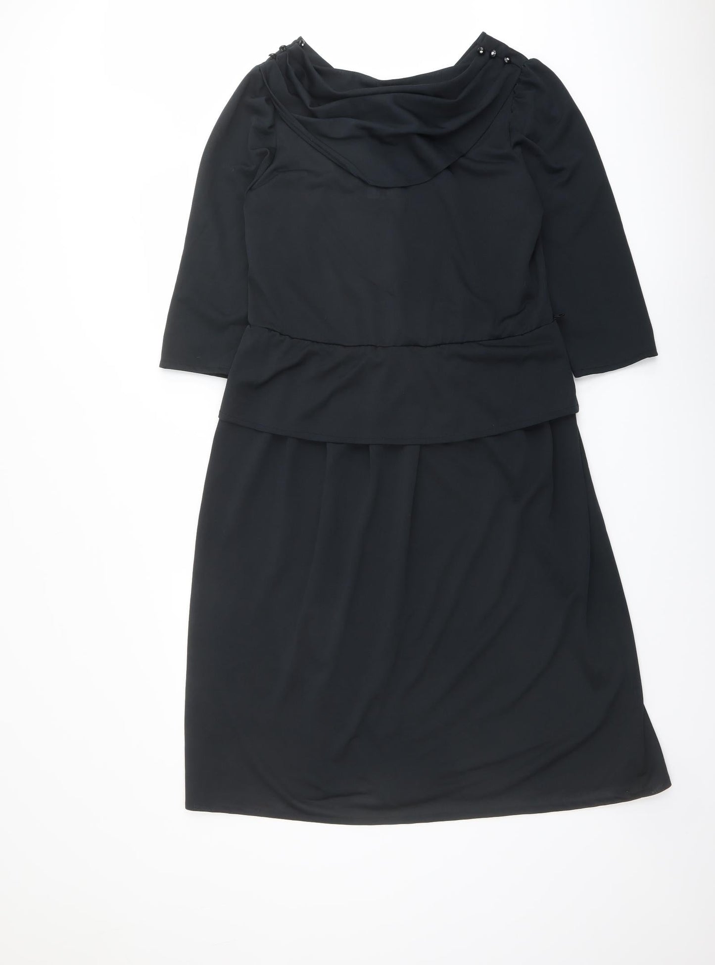 C&A Womens Black Polyester A-Line Size 12 Cowl Neck Pullover