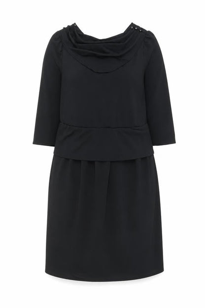 Front view of C&A women’s black polyester a-line, size UK 12, cowl neck pullover