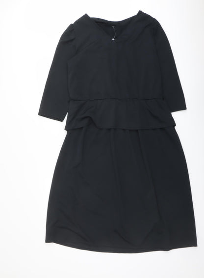 Back view of C&A women’s black polyester a-line, size UK 12, cowl neck pullover