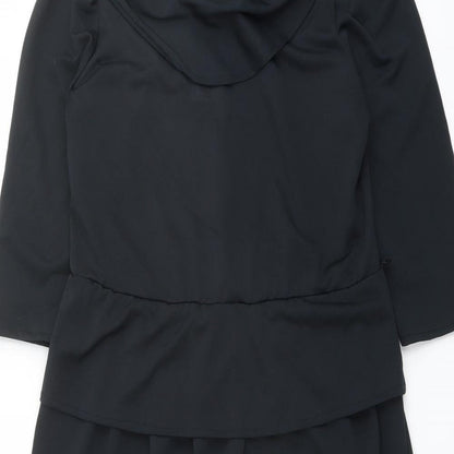 Close-up detail of C&A women’s black polyester a-line, size UK 12, cowl neck pullover