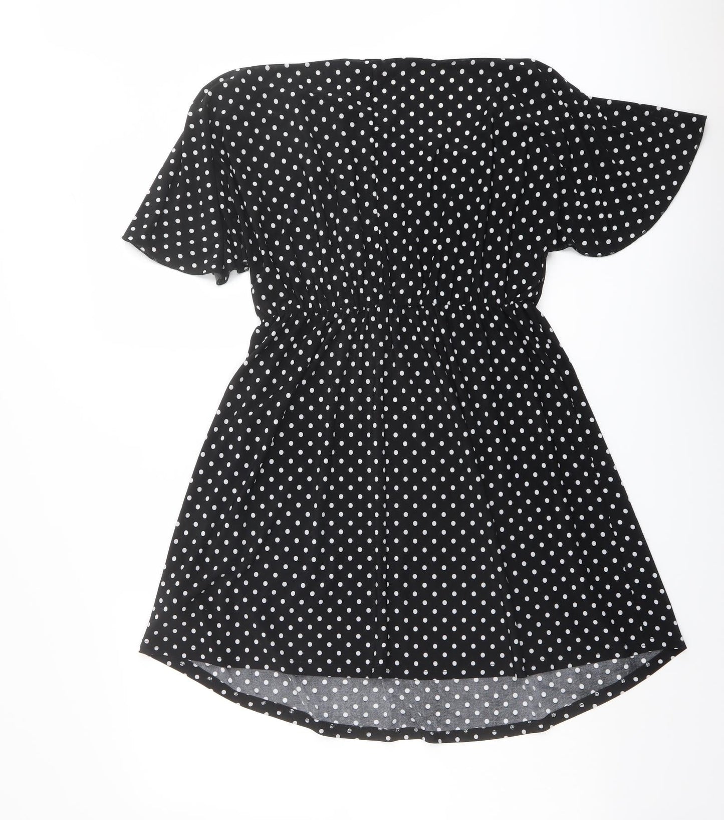 Red Herring Womens Black Polka Dot Polyester A-Line Size 10 V-Neck Pullover