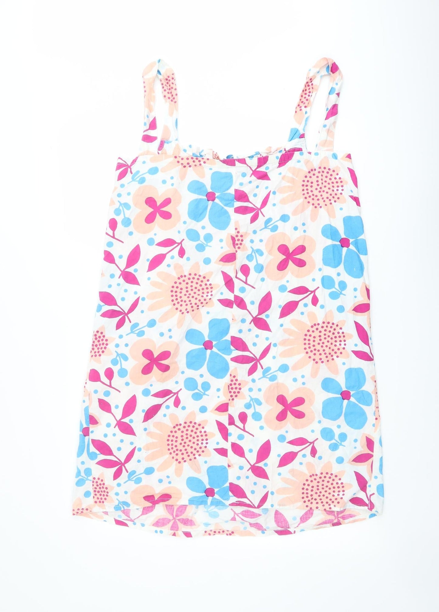 Kushi Womens Multicoloured Geometric Cotton Tank Dress Size 10 Round Neck Pullover