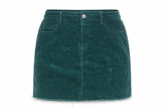 Forever 21 Womens Green Cotton Mini Skirt Size S Button