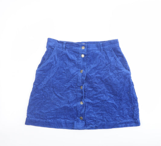 b.young Womens Blue Polyester A-Line Skirt Size 10 Button