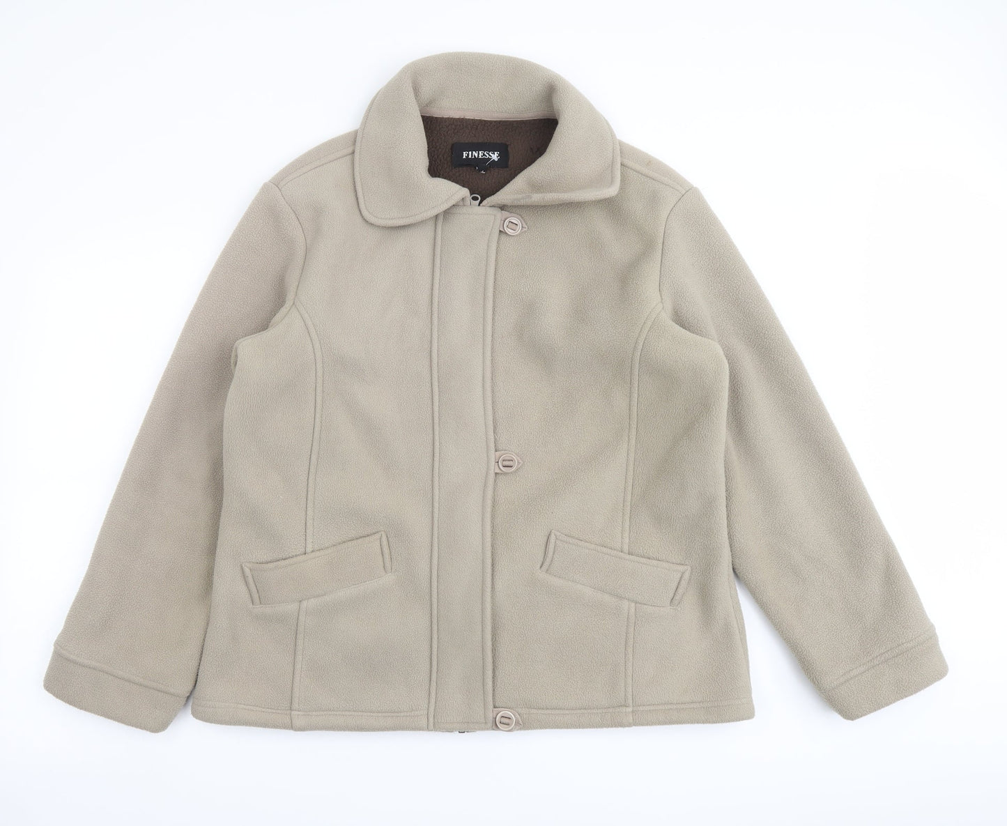 Finesse Womens Beige Jacket Size 16 Zip