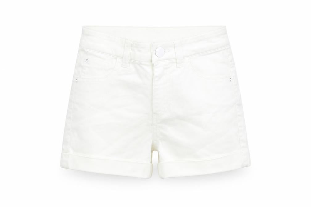 M&Co Girls Ivory Cotton Boyfriend Shorts Size 11 Years Regular Zip