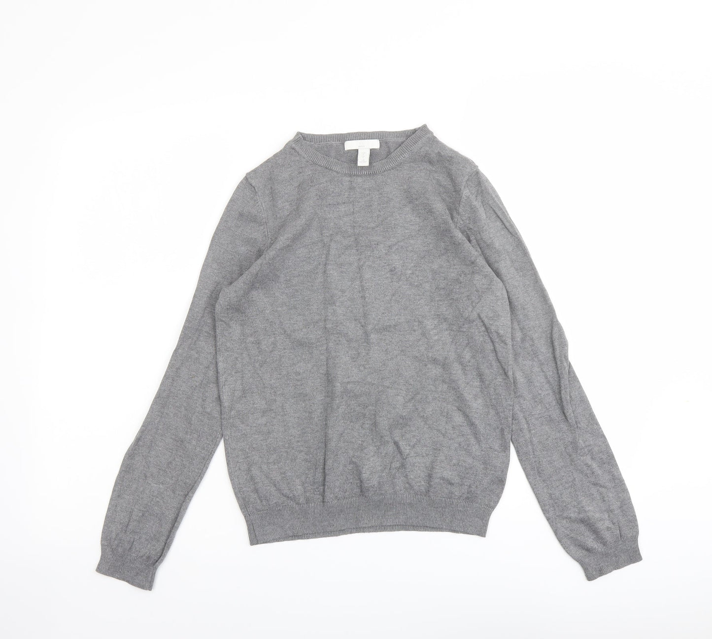 H&M Womens Grey Round Neck Viscose Pullover Jumper Size S