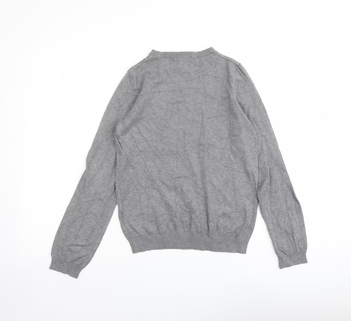 H&M Womens Grey Round Neck Viscose Pullover Jumper Size S