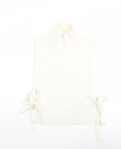 Preloved H&M Womens Ivory High Neck Polyester Vest Jumper One Size - Front