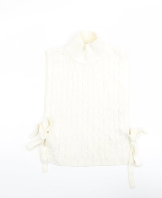 H&M Womens Ivory High Neck Polyester Vest Jumper One Size