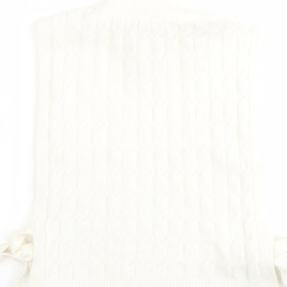 Preloved H&M Womens Ivory High Neck Polyester Vest Jumper One Size - Label