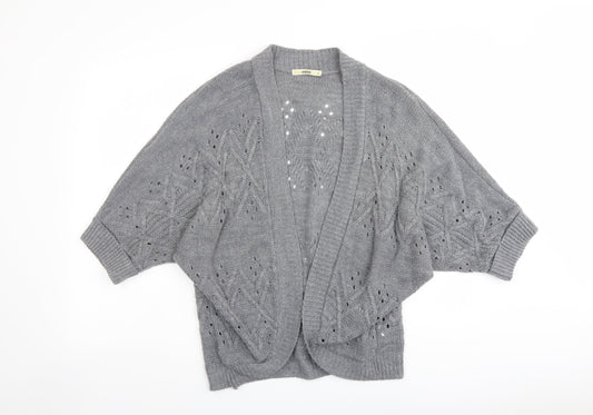 Oasis Womens Grey V-Neck Acrylic Cardigan Jumper Size XS