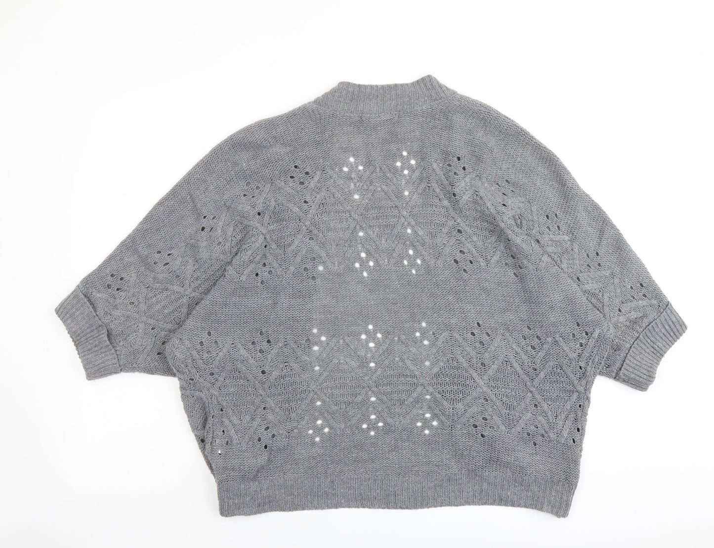 Oasis Womens Grey V-Neck Acrylic Cardigan Jumper Size XS