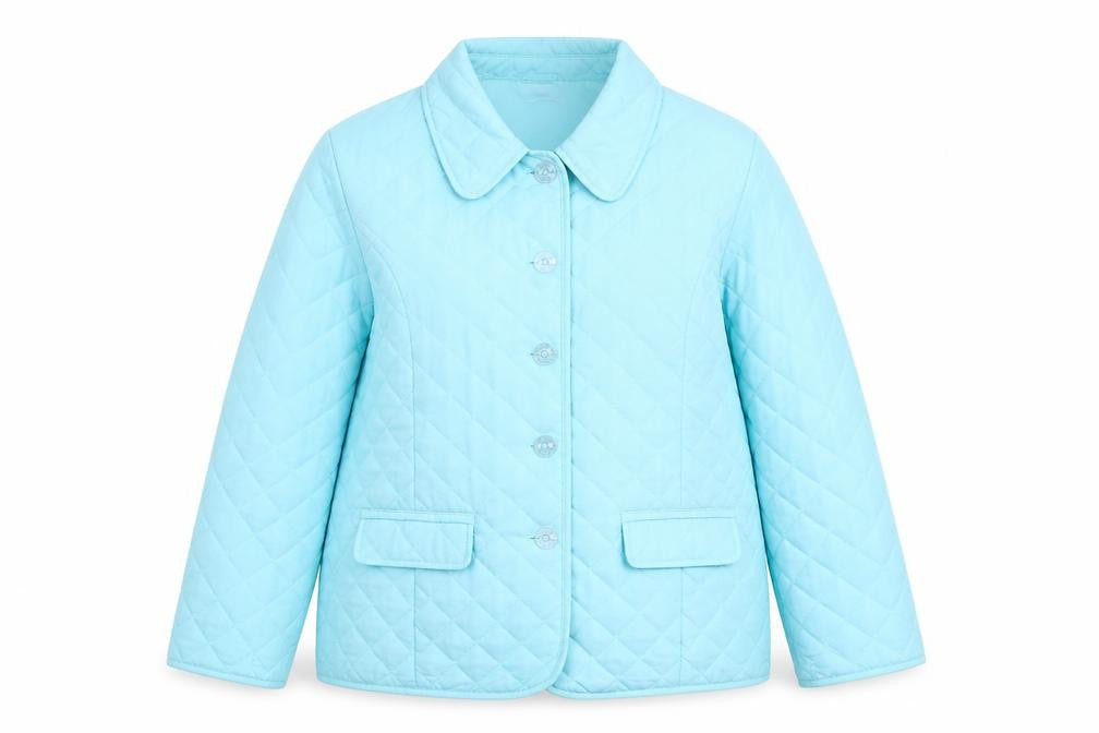 Weekend Ideas Womens Blue Quilted Jacket Size 16 Button
