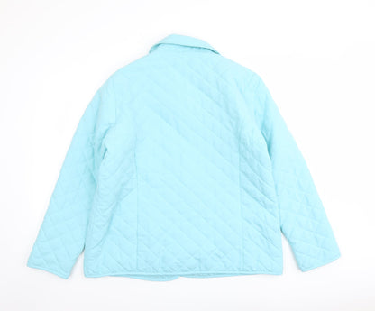 Weekend Ideas Womens Blue Quilted Jacket Size 16 Button