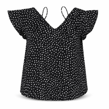 River Island Womens Black Animal Print Polyester Basic Blouse Size 10 V-Neck - Spotted