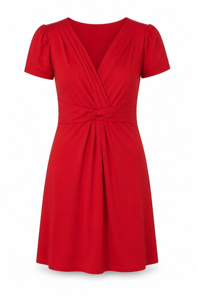 Marks & Spencer Womens Red Polyester A-Line Size 10 V-Neck Pullover