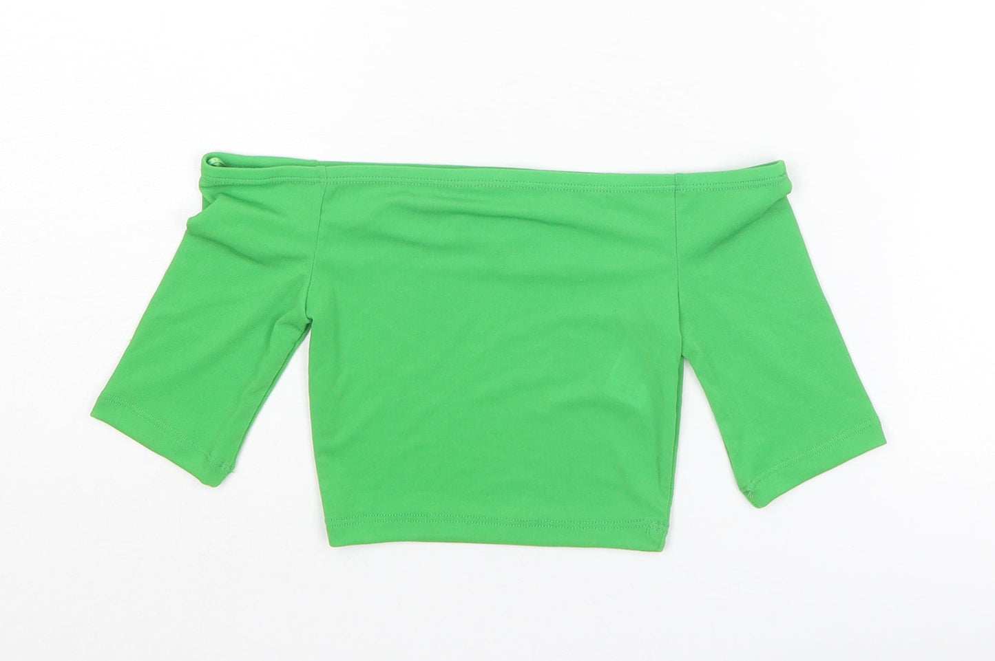 Zara Womens Green Polyester Cropped T-Shirt Size S Off the Shoulder