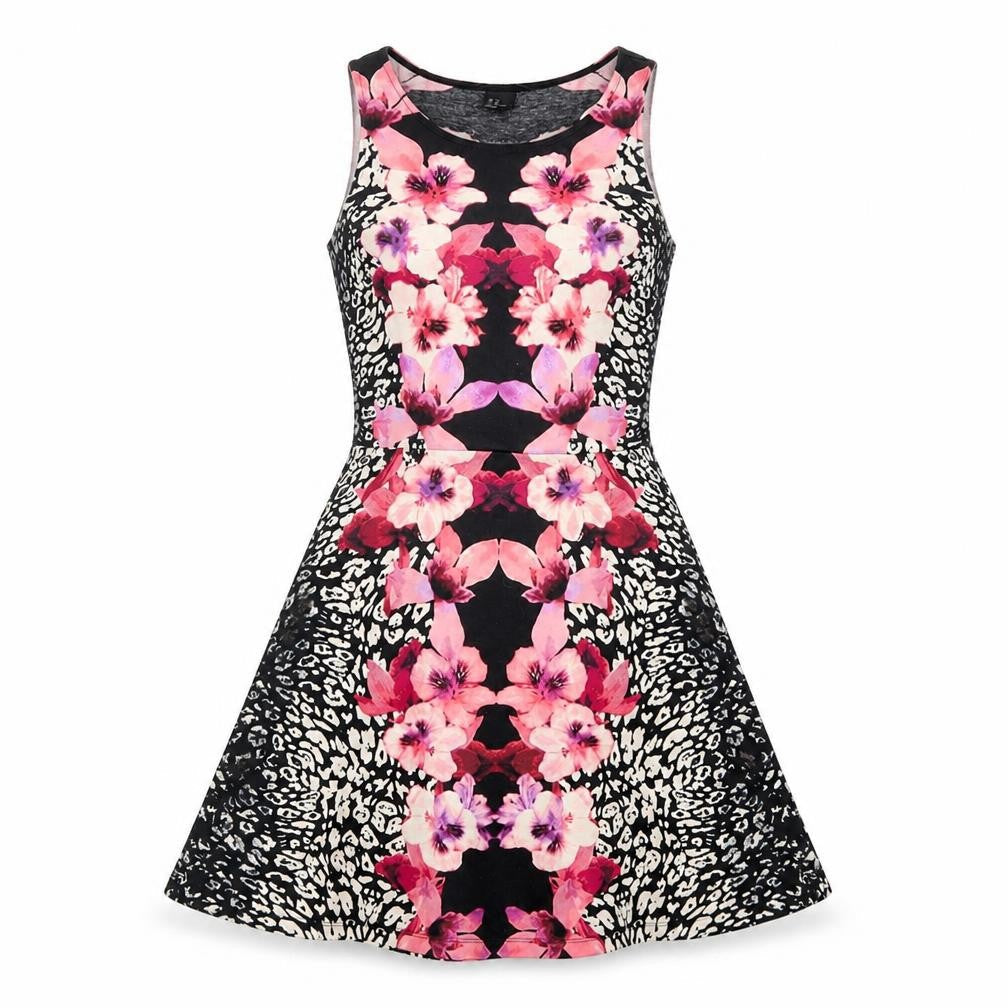 H&M Womens Multicoloured Floral Polyester Fit & Flare Size M Round Neck Pullover