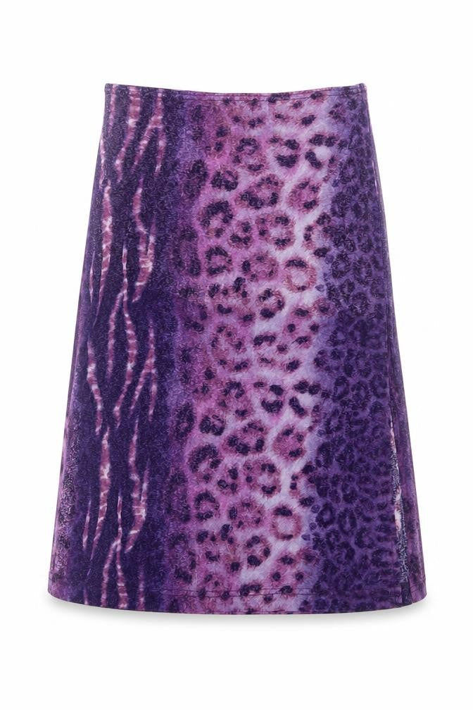 Acrobat Womens Purple Animal Print Polyester A-Line Skirt Size S - Tiger leopard pattern