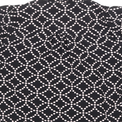 Dusk Womens Black Geometric Polyester Basic Blouse Size 12 Collared
