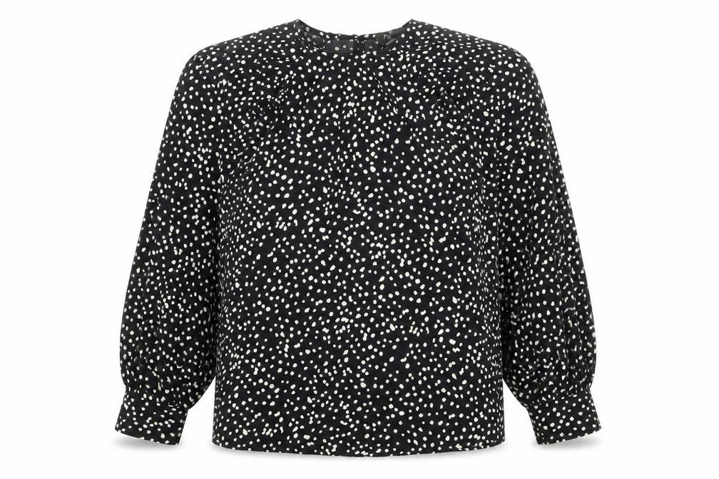 AX Paris Womens Black Animal Print Polyester Basic Blouse Size 8 Round Neck - Spotted